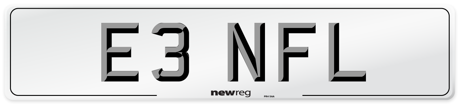 E3 NFL Number Plate from New Reg